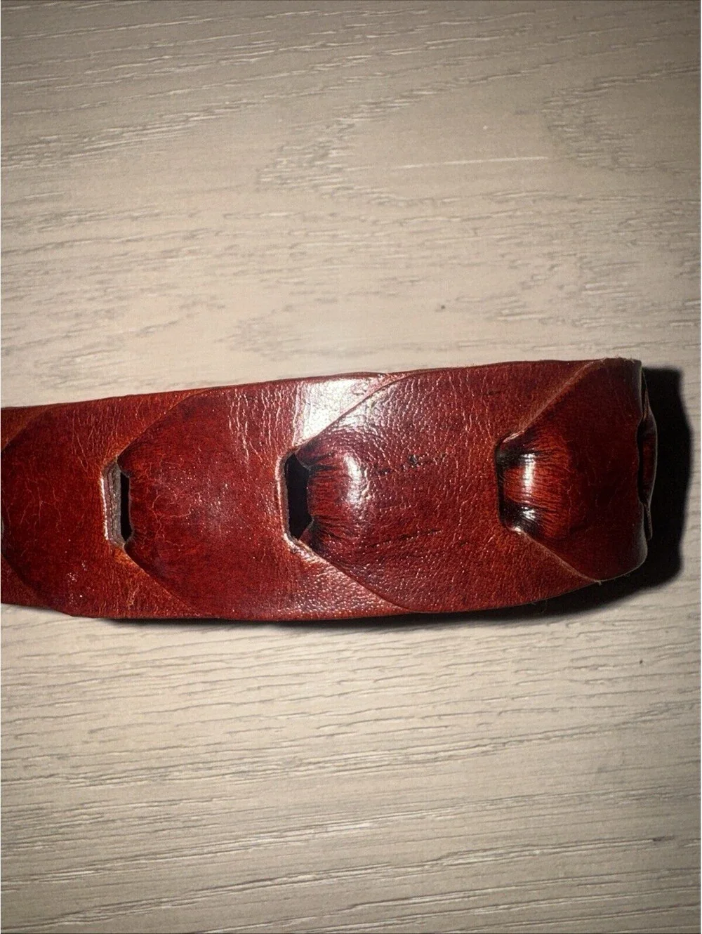 Men’s Maranoa Linked Kangaroo Red Brown Brass Buckle Leather Belt Size 46